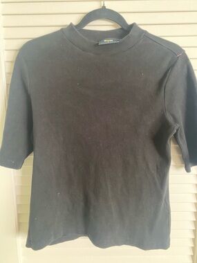 Anthropologie Black Ribbed Short Sleeve Tee